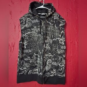 Avirex Black and Gray Graphic Vest